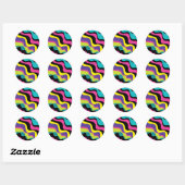 Funky Retro Kleuren Wave Pop Pattern 90's Party Ronde Sticker (Vel)