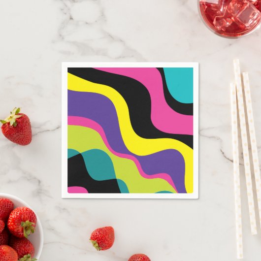 Funky Retro Kleuren Wave Pop Pattern 90's Party Servet (Insitu)