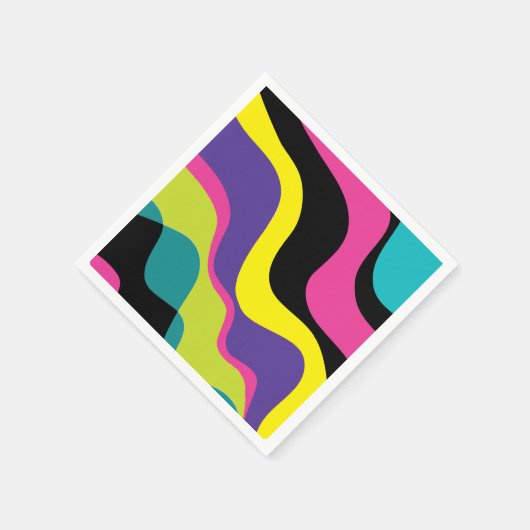 Funky Retro Kleuren Wave Pop Pattern 90's Party Servet (Hoek)