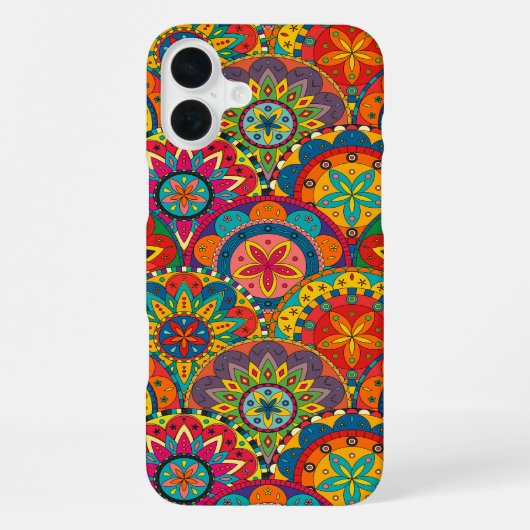 Funky Retro Kleurrijk Mandala Patroon iPhone Hoesje (Achterkant)