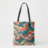Funky Retro Kleurrijke Artsy Marble Swirl Ebru Tote Bag (Voorkant)