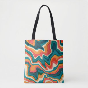 Funky Retro Kleurrijke Artsy Marble Swirl Ebru Tote Bag