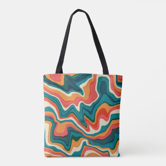 Funky Retro Kleurrijke Artsy Marble Swirl Ebru Tote Bag (Achterkant)