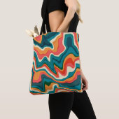Funky Retro Kleurrijke Artsy Marble Swirl Ebru Tote Bag (Dichtbij)
