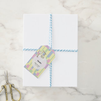 Funky Retro Kubisme Ooievaar Bezorging Baby Shower Cadeaulabel