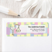 Funky Retro Kubisme Ooievaar Bezorging Baby Shower