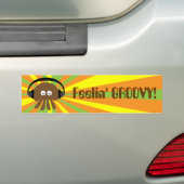 Funky Retro kwal met hoofdtelefoon Psychedelic Bumpersticker (Op auto)
