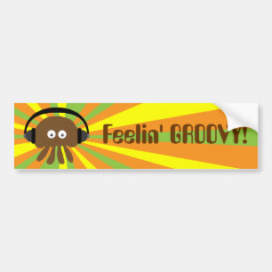 Funky Retro kwal met hoofdtelefoon Psychedelic Bumpersticker