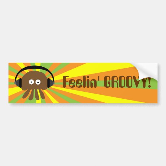 Funky Retro kwal met hoofdtelefoon Psychedelic Bumpersticker (Voorkant)