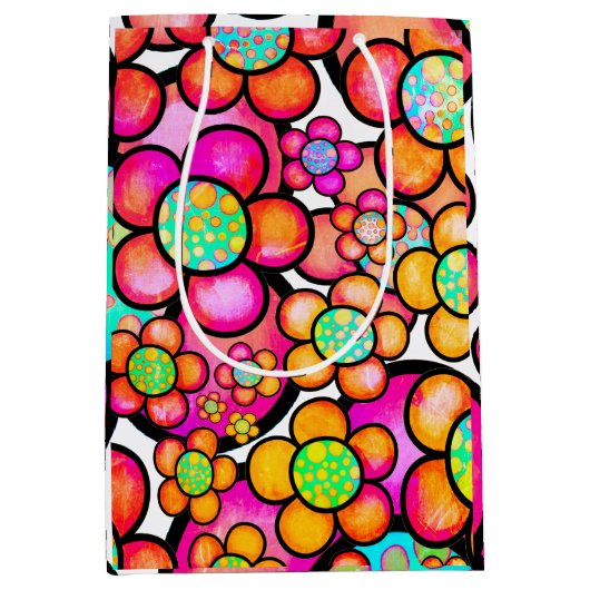 Funky retro medium cadeauzakje (Voorkant)