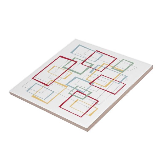 Funky Retro Mid-eeuwse Modern Squares Ceramic Til Tegeltje (Zijkant)