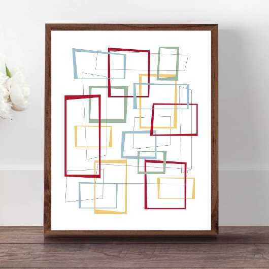 Funky Retro Mid-eeuwse Squares Poster