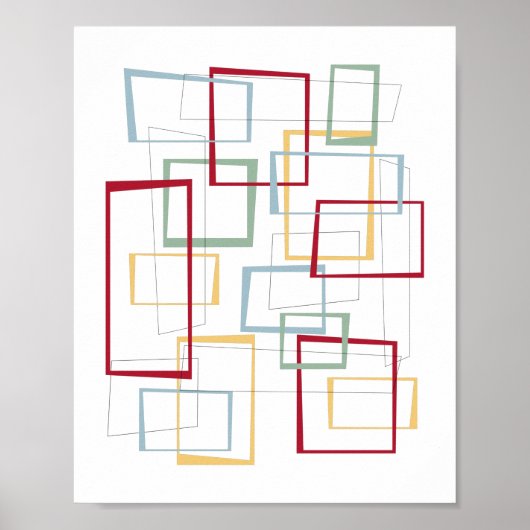 Funky Retro Mid-eeuwse Squares Poster (Voorkant)