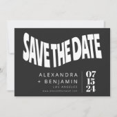 Funky Retro Mod Unique Black and White Photo Save The Date (Voorkant)