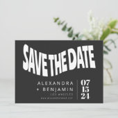 Funky Retro Mod Unique Black and White Photo Save The Date (Staand voorkant)