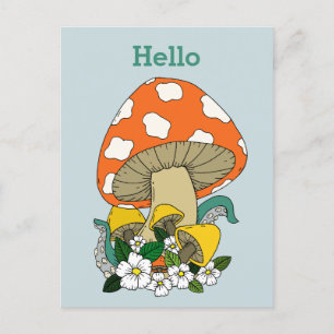 Funky Retro Mushroom Briefkaart