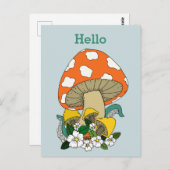 Funky Retro Mushroom Briefkaart (Voorkant / Achterkant)