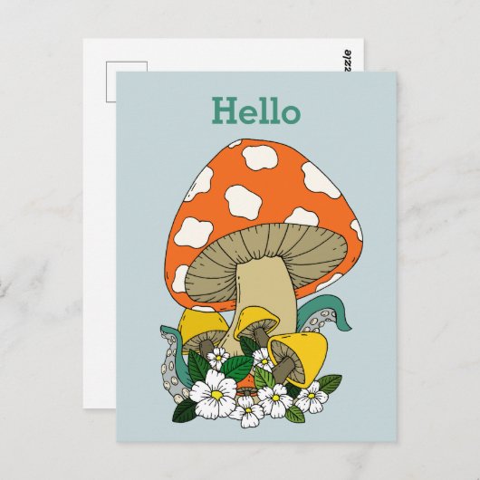 Funky Retro Mushroom Briefkaart (Voorkant / Achterkant)