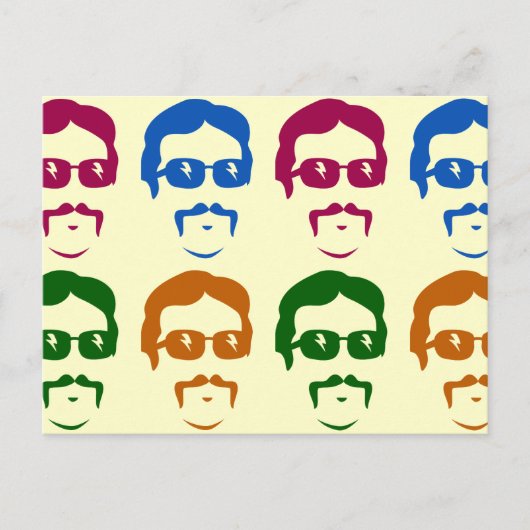 Funky Retro Mustache Man Briefkaart (Voorkant)