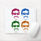 Funky Retro Mustache Man Muismat (Met muis)