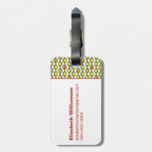 Funky Retro Olive Bead Custom Colours Patroon Bagagelabel (Achterkant verticaal)