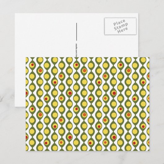 Funky Retro Olive Bead Custom Colours Patroon Briefkaart (Voorkant / Achterkant)