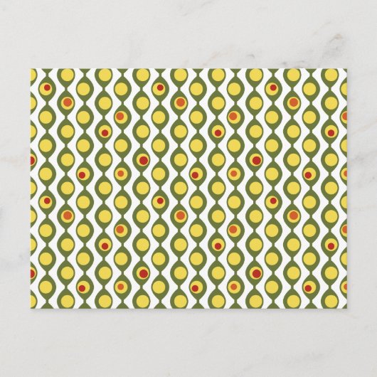 Funky Retro Olive Bead Custom Colours Patroon Briefkaart (Voorkant)