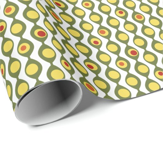 Funky Retro Olive Bead Custom Colours Patroon Cadeaupapier (Rol Hoek)