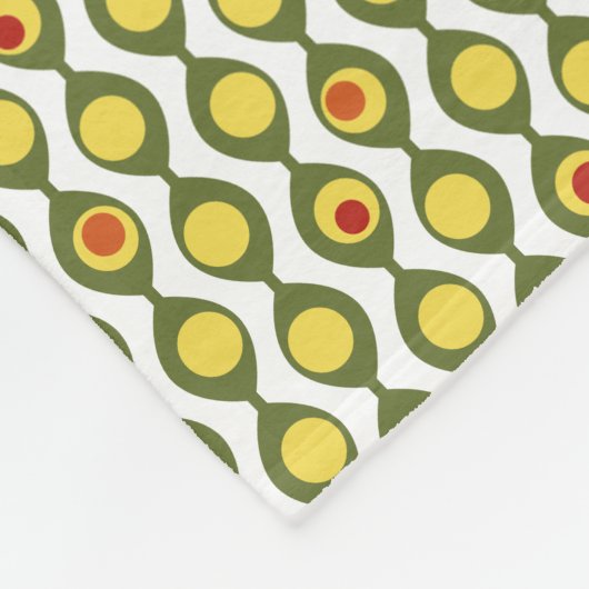 Funky Retro Olive Bead Custom Colours Patroon Fleece Deken (Hoek)