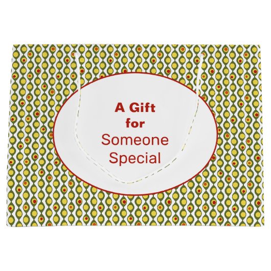 Funky Retro Olive Bead Custom Colours Patroon Groot Cadeauzakje (Voorkant)