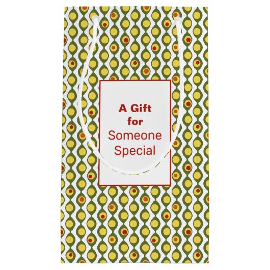 Funky Retro Olive Bead Custom Colours Patroon Klein Cadeauzakje (Voorkant)