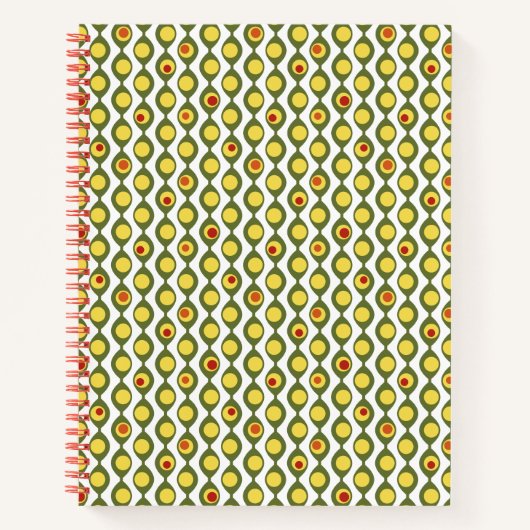 Funky Retro Olive Bead Custom Colours Patroon Notitieboek (Voorkant)