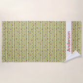 Funky Retro Olive Bead Custom Colours Patroon Strandlaken (Voorkant)