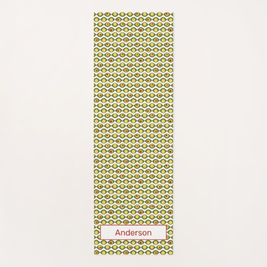 Funky Retro Olive Bead Custom Colours Patroon Yogamat (Voorkant)