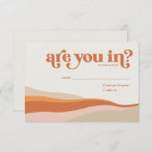 Funky Retro Oranje Peach en Gold RSVP Reply Card (Voorkant / Achterkant)