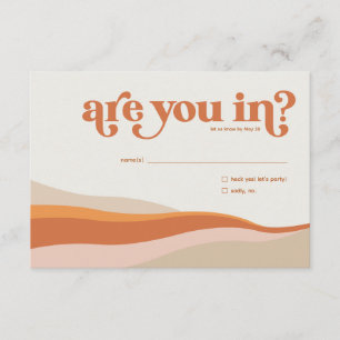 Funky Retro Oranje Peach en Gold RSVP Reply Card