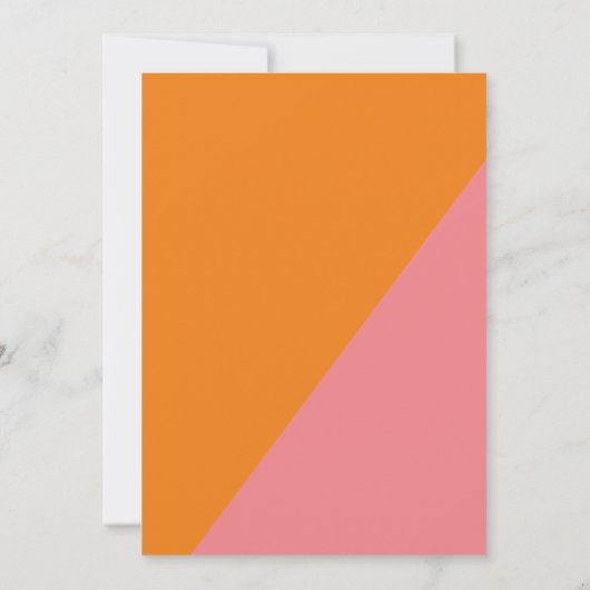 Funky Retro Oranje roze kleurenblok Weddenschap Kaart (Achterkant)