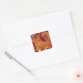 Funky Retro Oranje Swirl Vierkante Sticker (Envelop)