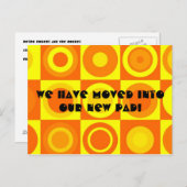 Funky Retro Oranje Yellow Circle Adreswijziging Aankondigingskaart (Voorkant / Achterkant)