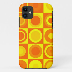 Funky Retro Oranje Yellow Circles Squares Case-Mate iPhone Case
