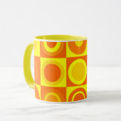 Funky Retro Oranje Yellow Circles Squares Mok (Voorkant links)