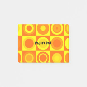 Funky Retro Oranje Yellow Circles Squares Post-it® Notes