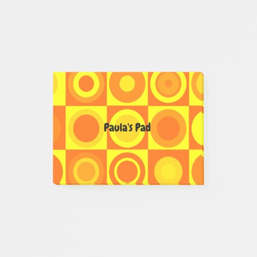 Funky Retro Oranje Yellow Circles Squares Post-it® Notes (Voorkant)
