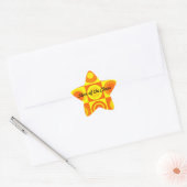 Funky Retro Oranje Yellow Circles Squares Ster Sticker (Envelop)