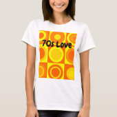 Funky Retro Oranje Yellow Circles Squares T-shirt (Voorkant)