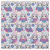 Funky Retro Owls Fabric Stof (Swatch)