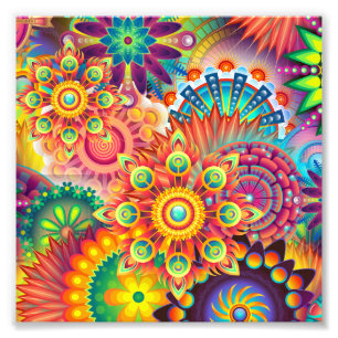 Funky Retro Patroon Abstract Boheems Foto Afdruk