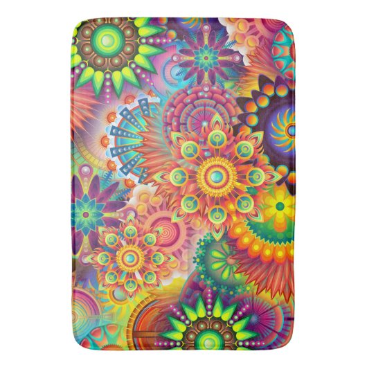 Funky Retro Pattern Abstract Bohemian Badmat (Voorkant Verticaal)