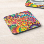 Funky Retro Pattern Abstract Bohemian Bier Onderzetter (Linkerzijde)