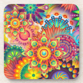 Funky Retro Pattern Abstract Bohemian Bier Onderzetter (Voorkant)